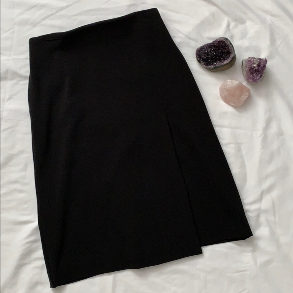 Uniqlo Black High Waist Drape Wrap Skirt